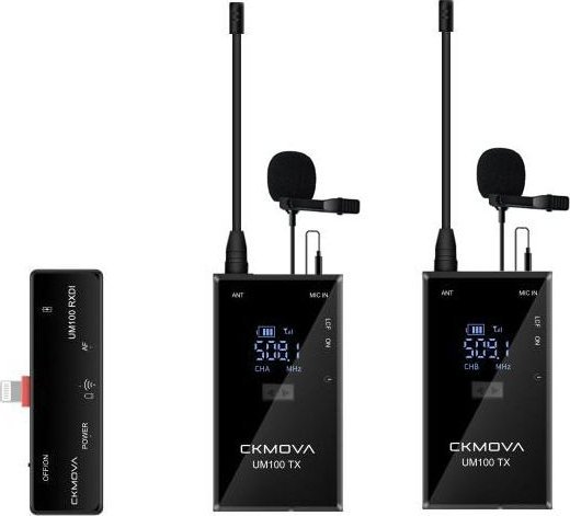 Mikrofon pa tel CKMOVA UM100 Kit6, lavalier UHF, Lightning, i zi