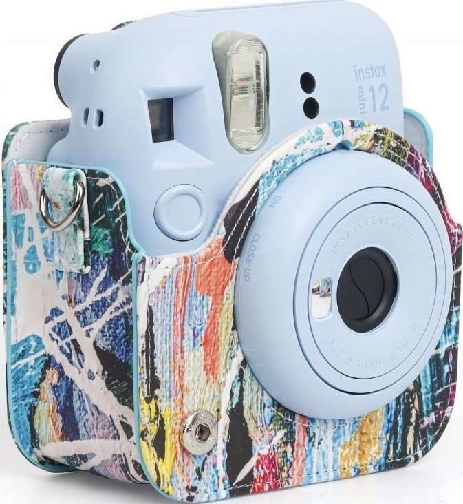 Çantë mbrojtëse LoveInstant Speckled Image për Fujifilm Instax Mini 12, lëkurë eko, me rrip, blu