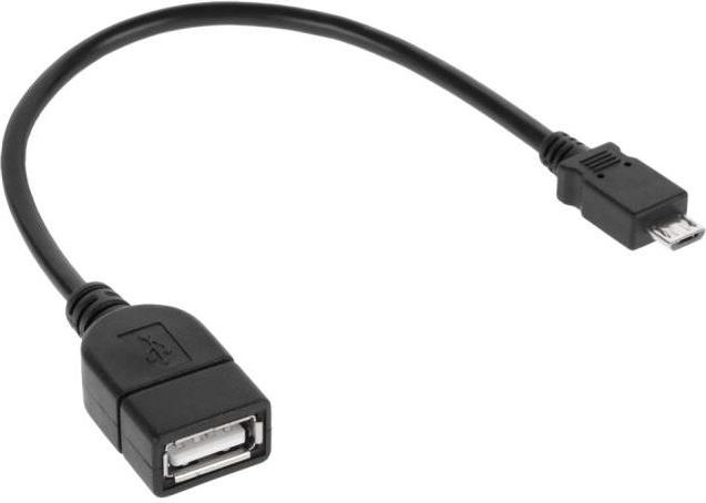 Kabllo adapter USB A në Micro USB, 20 cm, e zezë