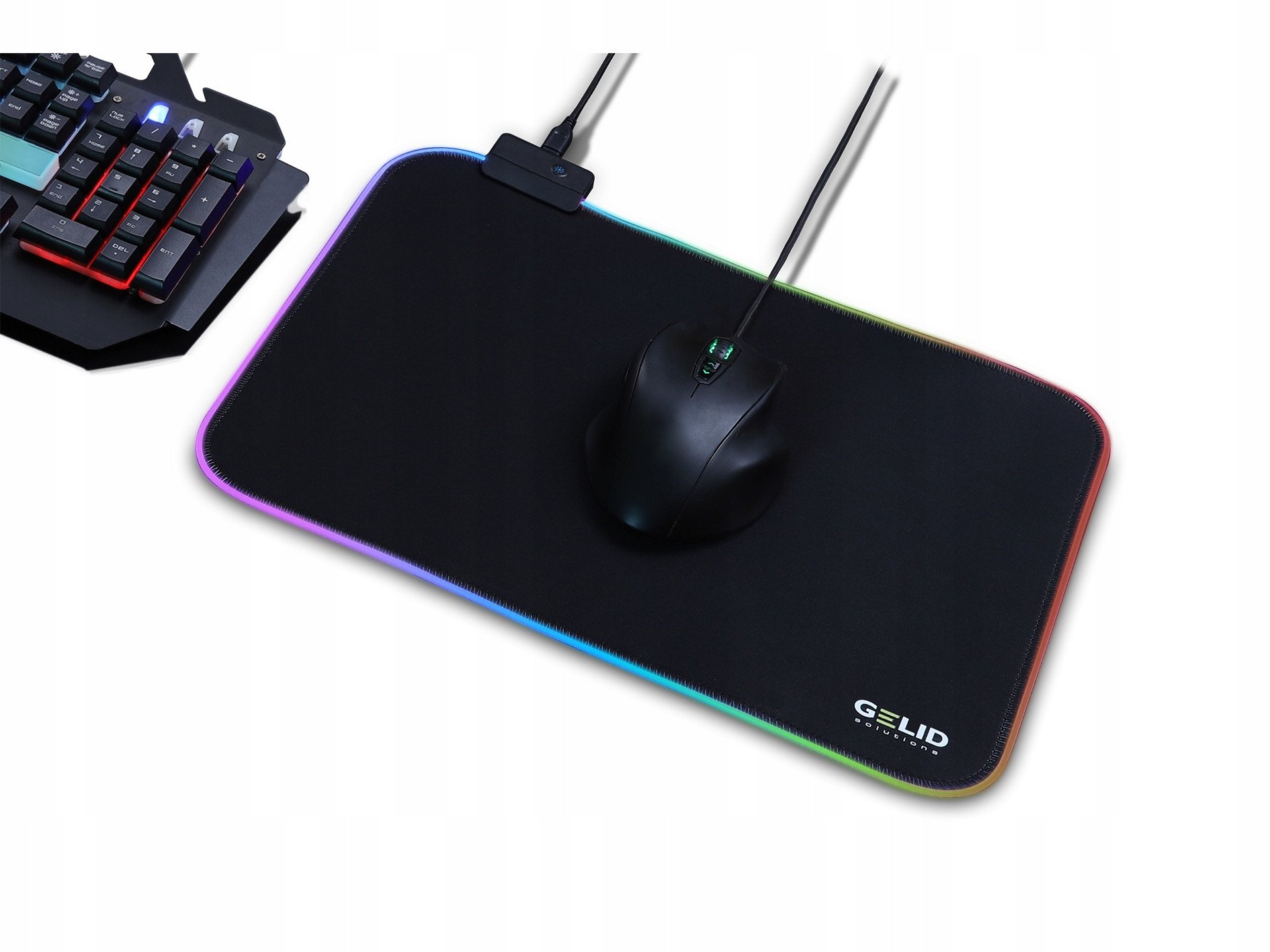 Mauspad gaming NOVA RGB, ndriçim RGB, bazë gome kundër rrëshqitjes, i zi