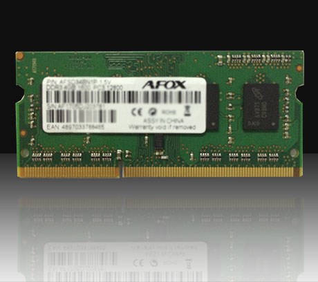 Memorie RAM AFOX, SODIMM, DDR3, 4GB, 1333 MHz, CL9, e zezë