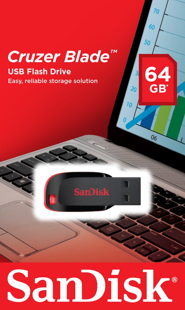 USB SanDisk Cruzer Blade, 64 GB, USB Type-A