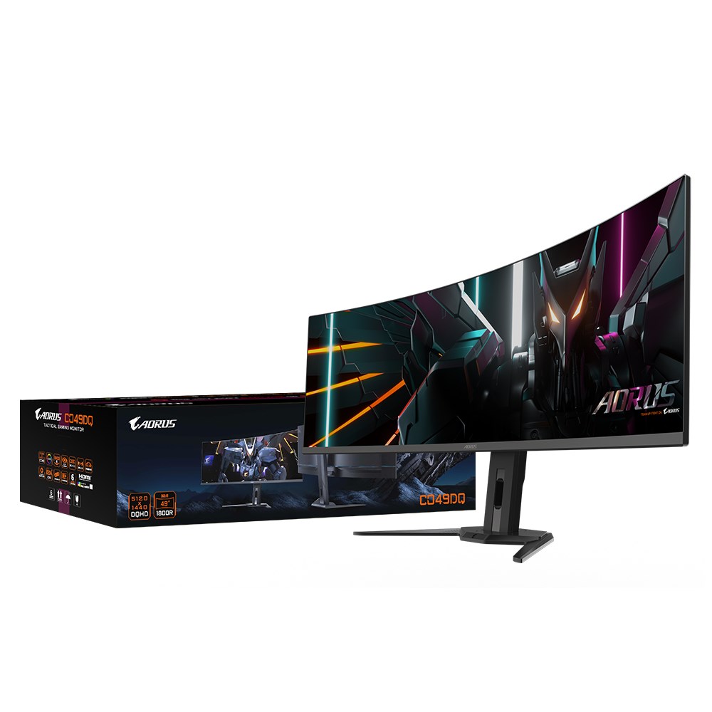 GIGABYTE CO49DQ монитор, 49", QD-OLED закривен, 144 Hz, црн