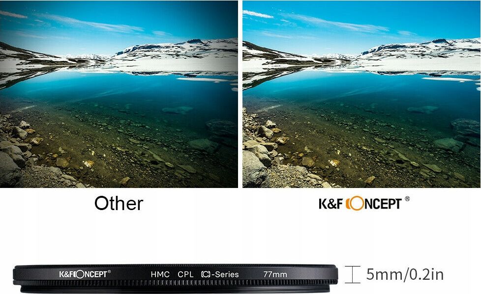 Filtër polarizues K&amp;F Concept CPL HD MC Slim KF01.1440, 72mm, i zi