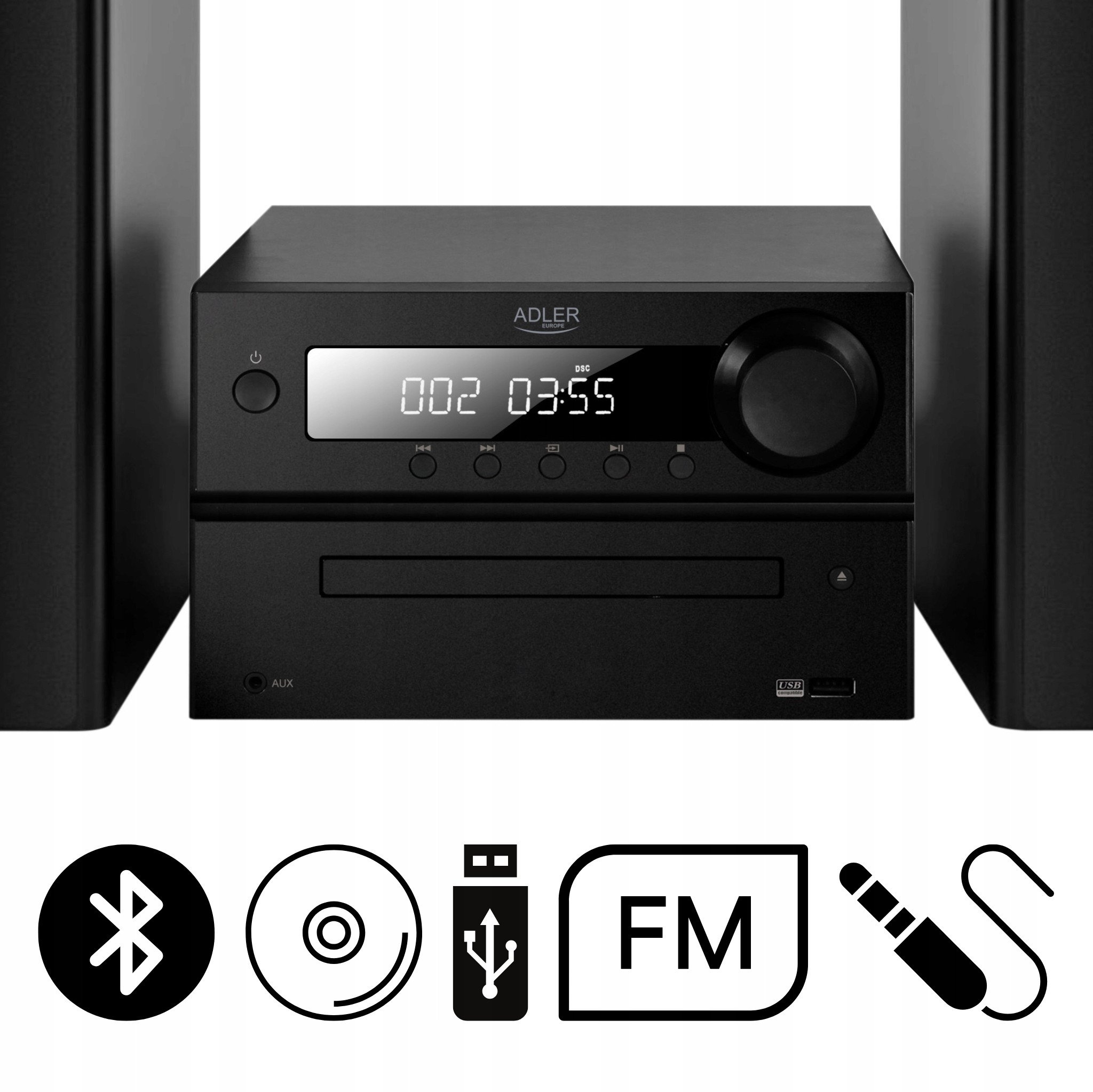 Mini Hi Fi Tower Adler AD 1917, 50W, Bluetooth CD USB FM, i zi