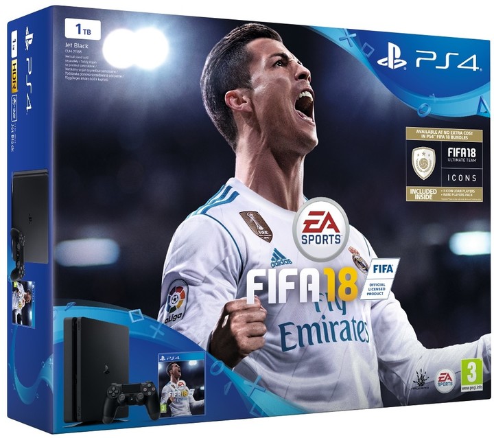 Konzolë PlayStation 4 Slim, 1TB, e zezë + videolojë FIFA 18