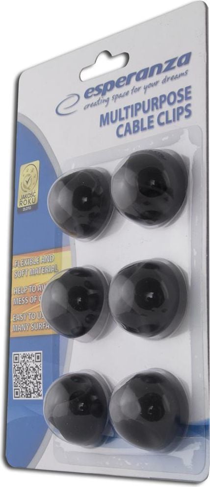 Организатор за кабли Esperanza, 6 парчиња, црна боја