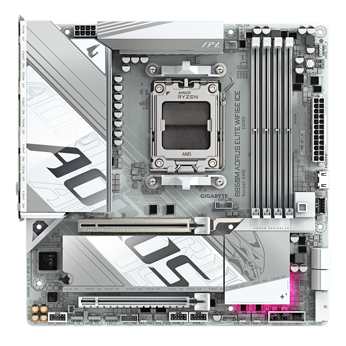 Pllakë amë Gigabyte B850M AORUS ELITE Wi-Fi 6E ICE, Micro-ATX, AM5, DDR5 8200 MT/s, e bardhë