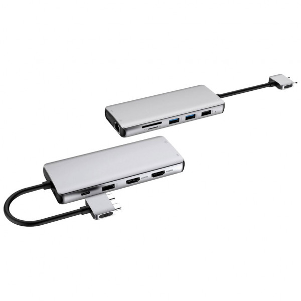 Hub USB C 12 në 1 Mobile, 12 porta, kompakt, gri