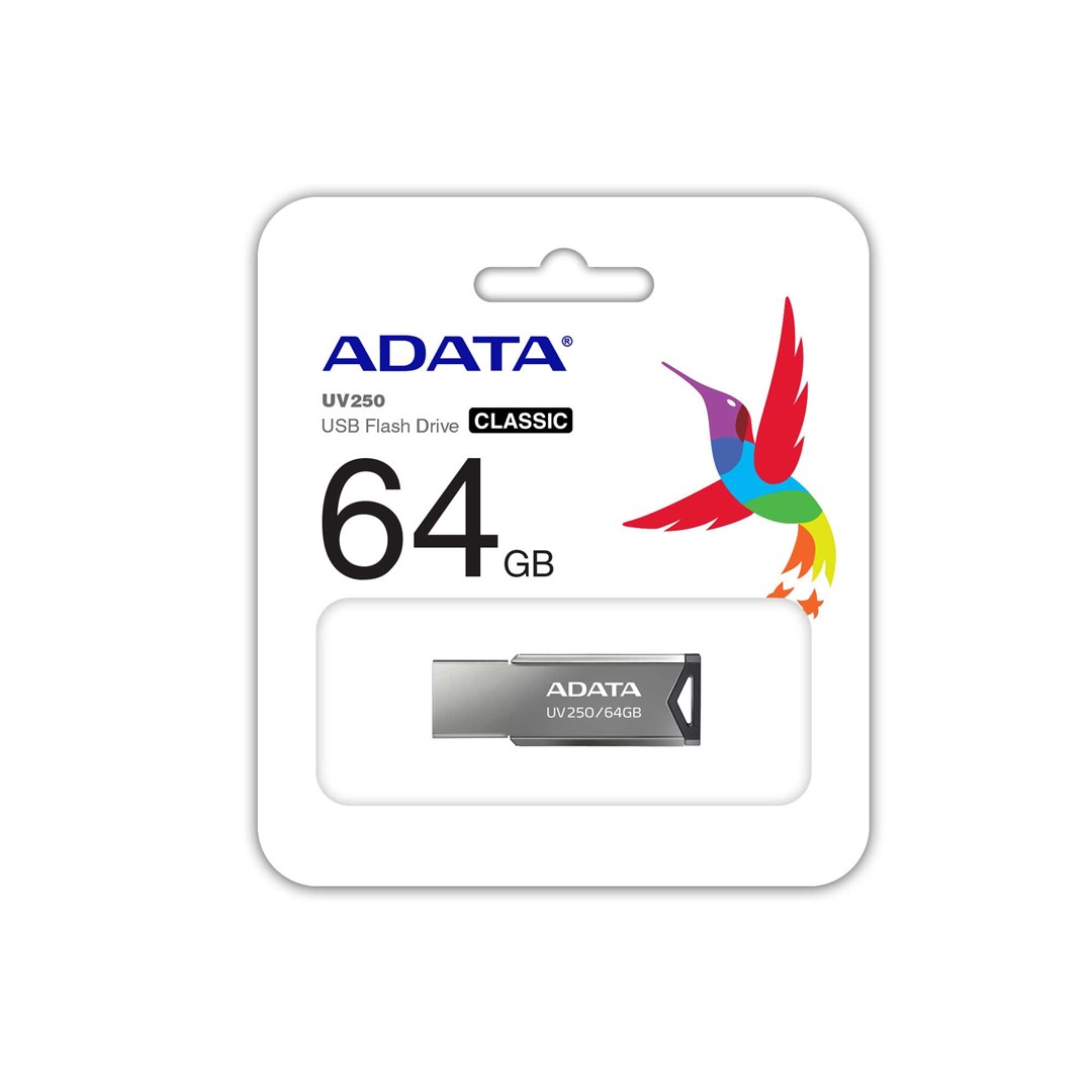 USB ADATA UV250, 64GB, e argjendtë