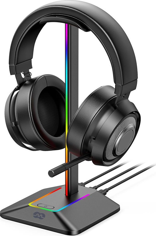 Држач за слушалки Mozos, RGB, пластика, Црна