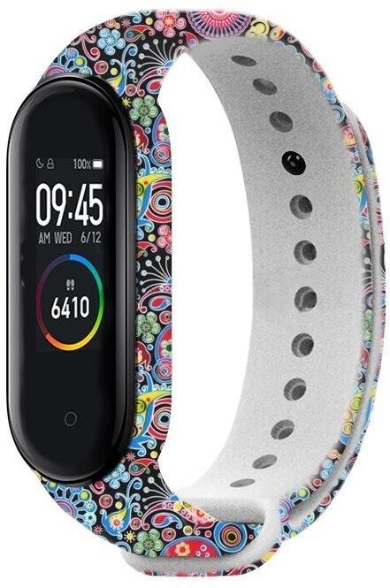 Ремче Rhinotech за Xiaomi Mi Band 3/4, црно - карневалски мотив