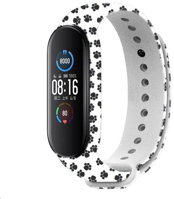 Ремен RhinoTech за Xiaomi Mi Band 5, бел - мотив за трака