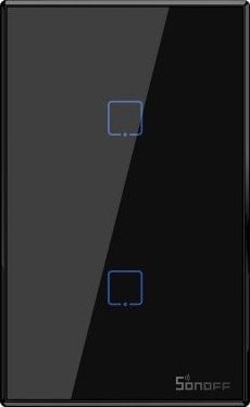 Çelës inteligjent muri Sonoff T3US2C, 2 kanale, Wi-Fi, i zi