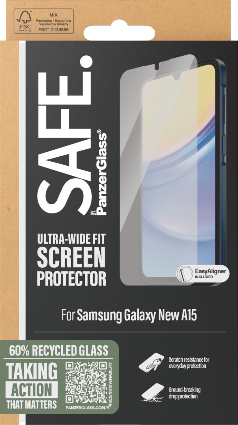 Заштита за екран PanzerGlass SAFE за Samsung Galaxy A16 A16 5G, Ultra Wide Fit, проѕирна