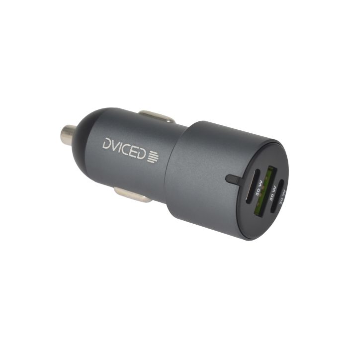 Dviced Car Charger 60W 1 USB-A, 2 USB-C, Gray