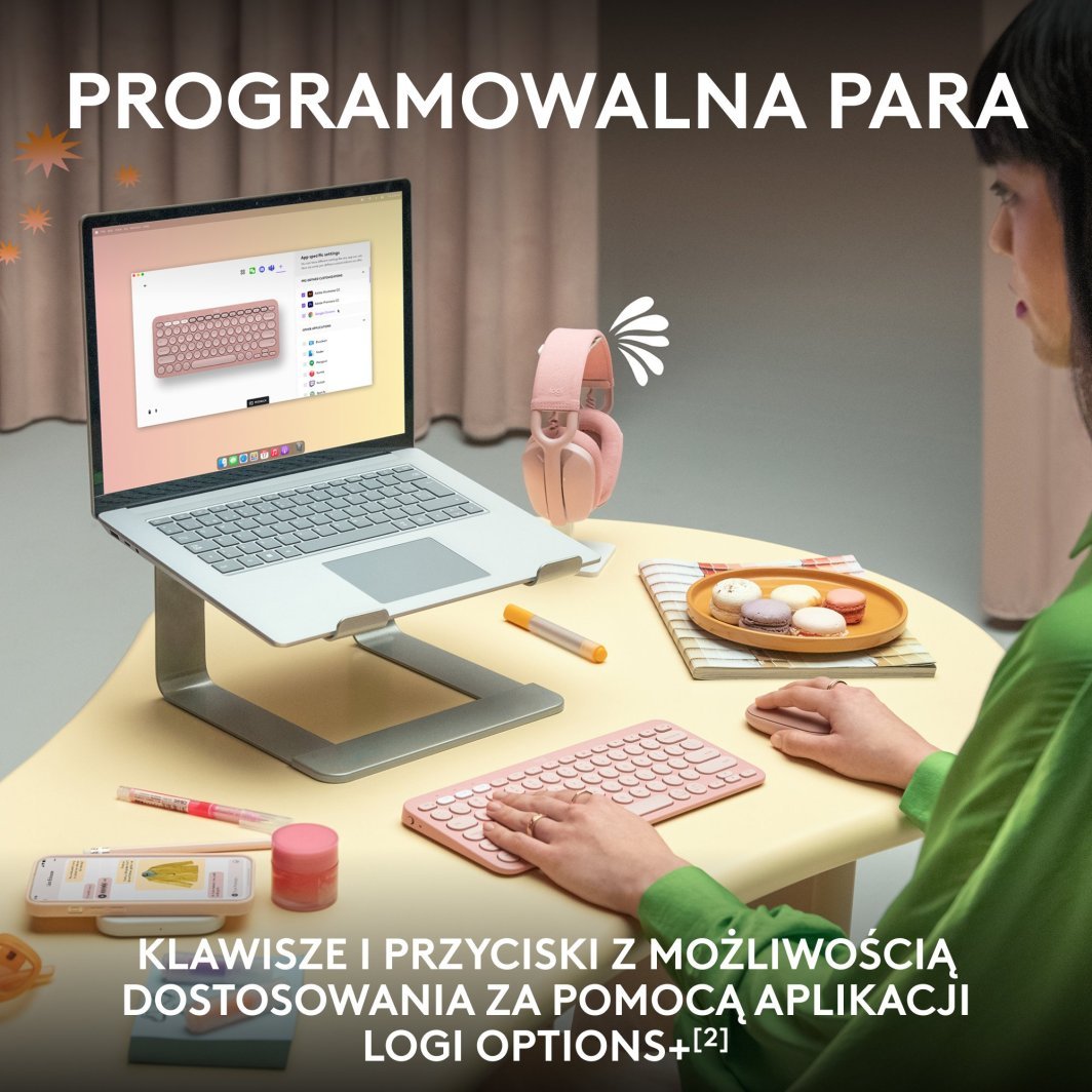 Сет тастатура и глушец Logitech Pebble 2 Combo, безжичен, Bluetooth, беж