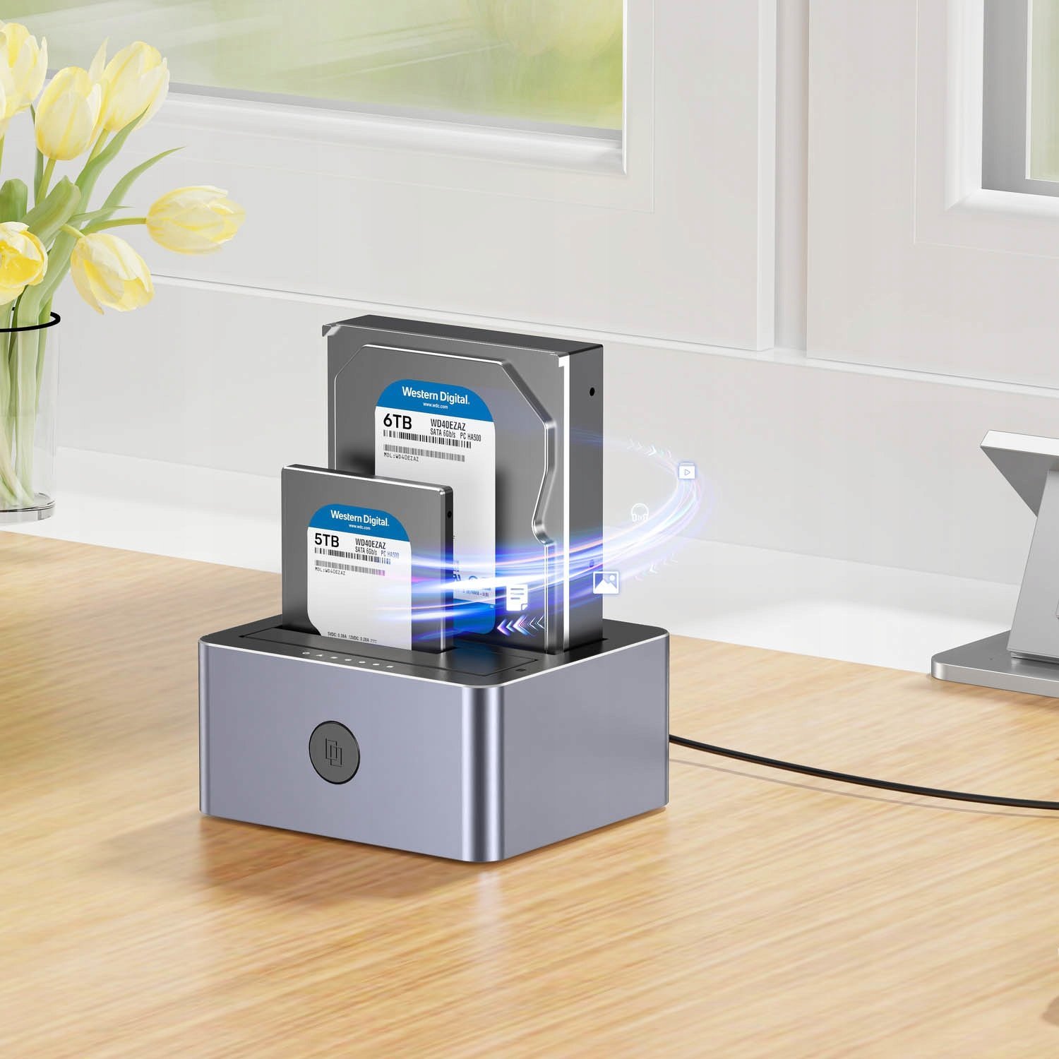 Stacion klonimi disqesh Unitek Y-3027GY01, 2 x SATA 2.5"/3.5", USB C 10Gbps, gri