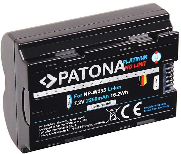 Bateri zëvendësuese Patona për Fuji NP-W235, Platinum X-T4, 2250mAh, 7.2V, Li-jon, Premium