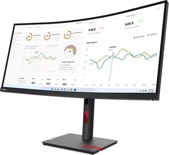 Monitor Lenovo ThinkVision T34w-30 LED, 34", QHD, i zi