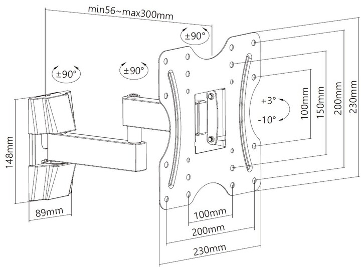 Mbajtëse MAX MTM9420FM për TV 23 "- 42", e zezë