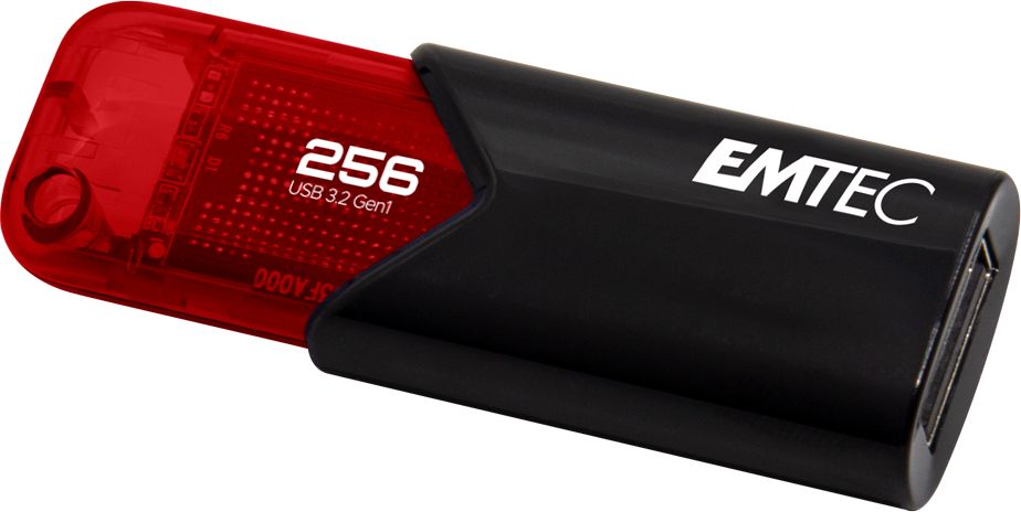 USB Flash Emtec Click Easy, 256GB, USB 3.2 Gen 1, e zezë e kuqe