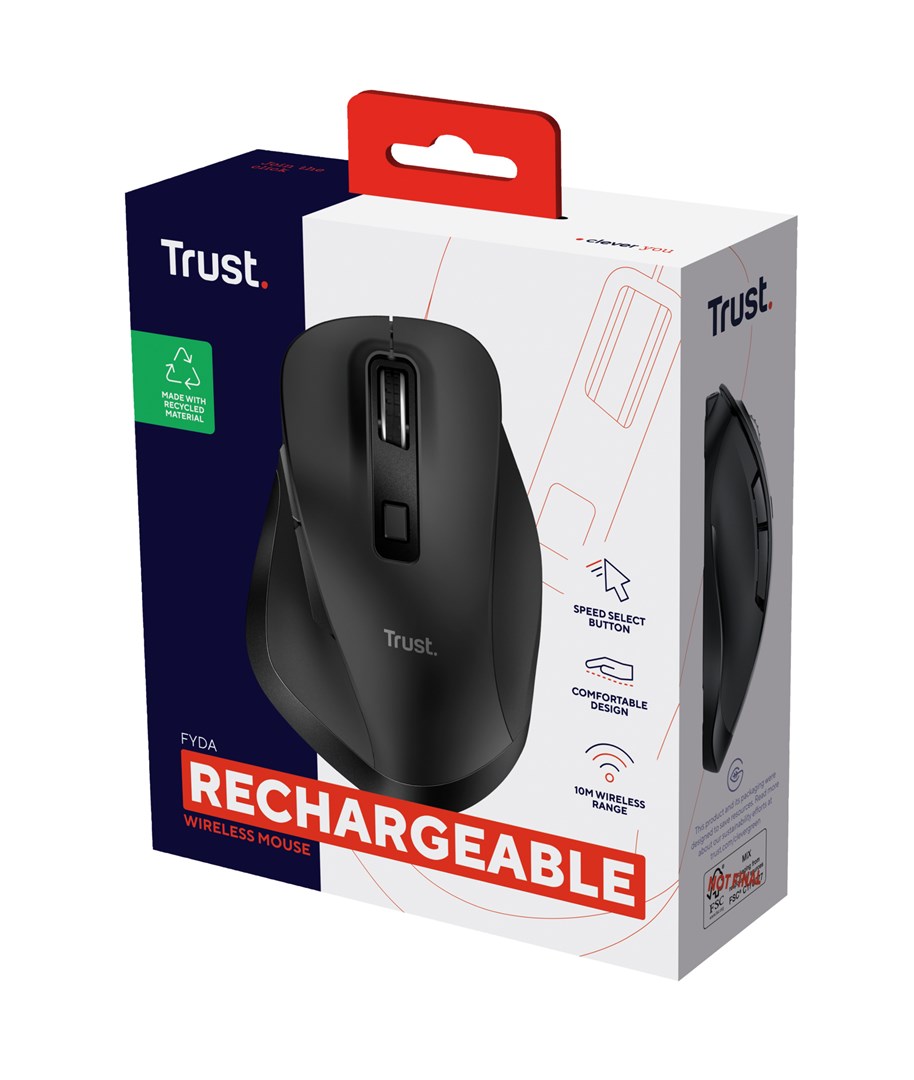 Maus Trust Fyda Wireless, RF Wireless + USB Type-A, i zi