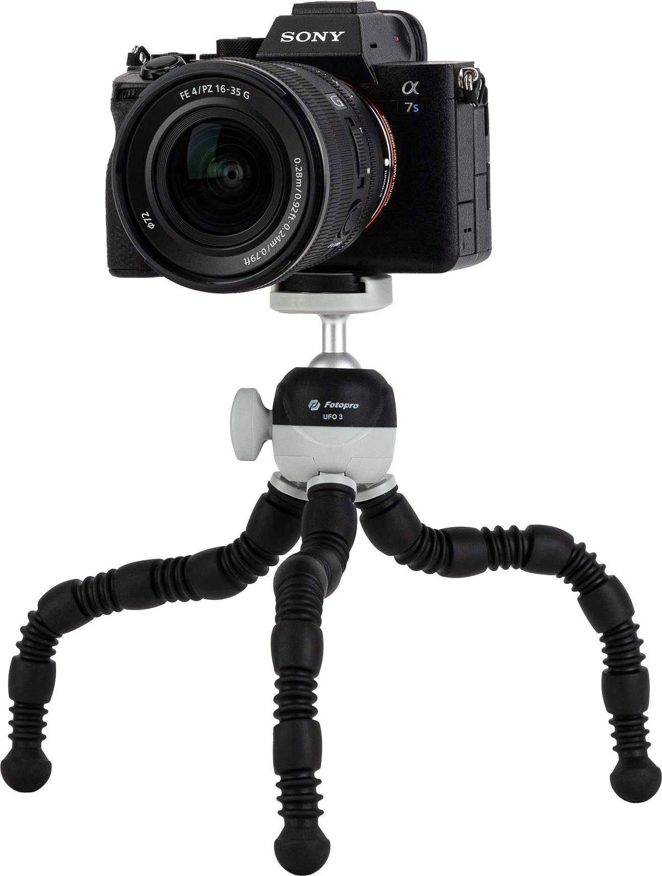 Tripod fleksibil Fotopro UFO3, për telefon dhe kamera, kokë 360°, i zi