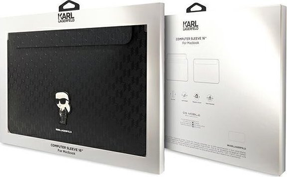 Заштита за лаптоп Karl Lagerfeld Saffiano Monogram Ikonik KLCS16SAKHPKK, 16\", црна
