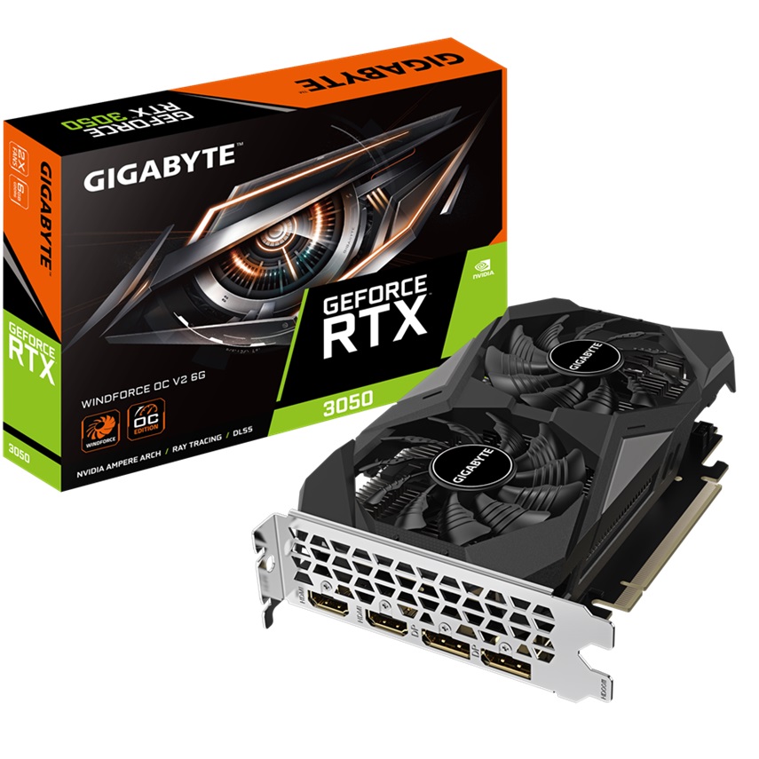 Kartelë grafike Gigabyte GeForce RTX 3050 Windforce OC V2, 6GB GDDR6, e zezë