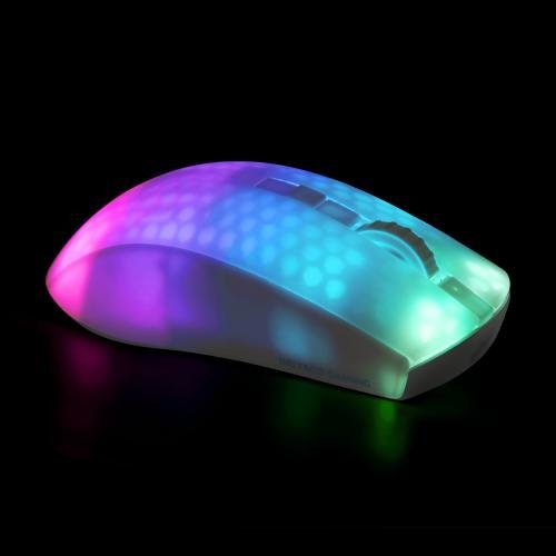 Maus gaming DELTACO GAMING WM89, wireless, 10000DPI, i bardhë transparent