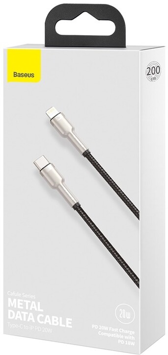 Kabllo BASEUS Cafule Series, USB-C - Lightning, M/M, 20W, 2m, e zezë
