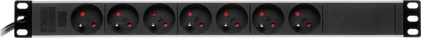 Prizë rryme rack 1U 19", 7 dalje, kabllo 2m C14, argjend