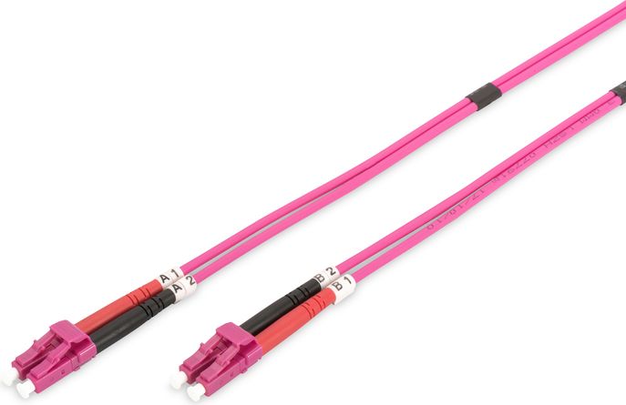 Kabllo Digitus Patchcord Fiber Optic LC - LC OM4 DK-2533-07-4, 7 m, rozë