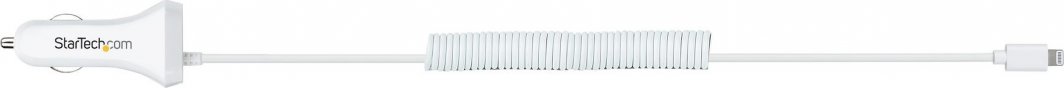 Полнач за автомобил StarTech.com, Lightning 1m, 12W, 2 USB порти, бел