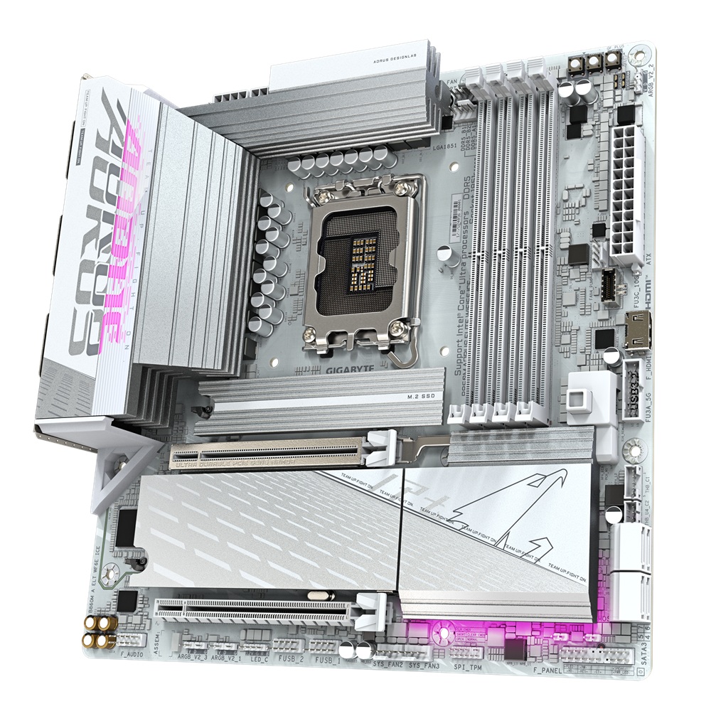 Pllakë amë Gigabyte B860M AORUS ELITE WIFI 6E ICE, Micro-ATX, LGA 1851, DDR5, e bardhë