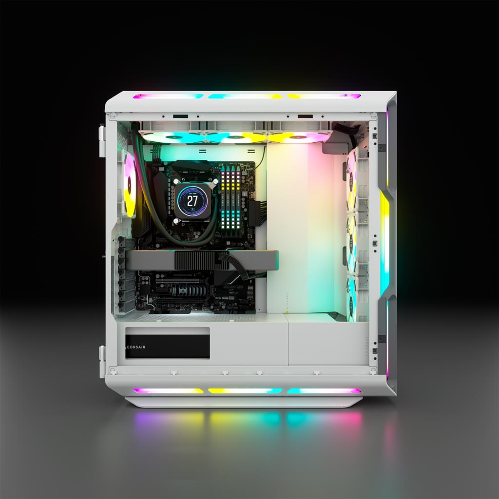 Kuti kompjuteri Corsair iCUE 5000T RGB, Mid Tower, xham i temperuar, e bardhë