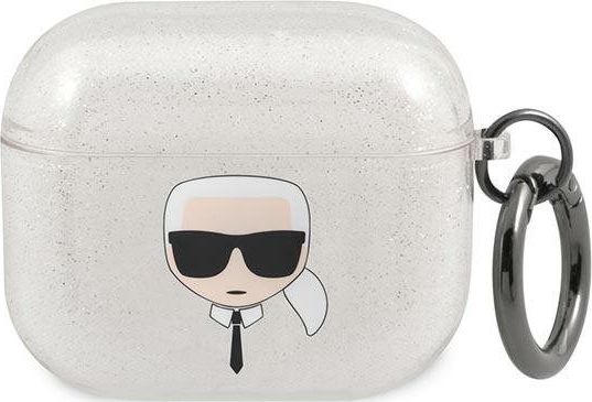Mbulesë mbrojtëse Karl Lagerfeld KLA3UKHGS, për AirPods 3, TPU, me shkëlqim, argjend