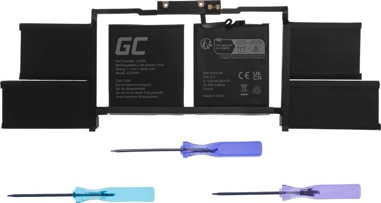 Bateri laptopi Green Cell A1820 për Apple MacBook Pro 15 A1707, 75Wh, Li Polymer, e zezë