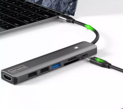 Hub USB C Zenwire 7 in 1, HDMI 4K, PD 100W, Space Grey