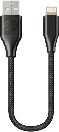 Kabllo Forever Core Lightning MFI data, 20cm, tekstil, e zezë