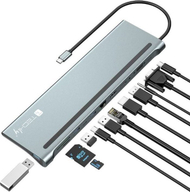 Dok USB C 12 in 1 MST, shumëporta, gri