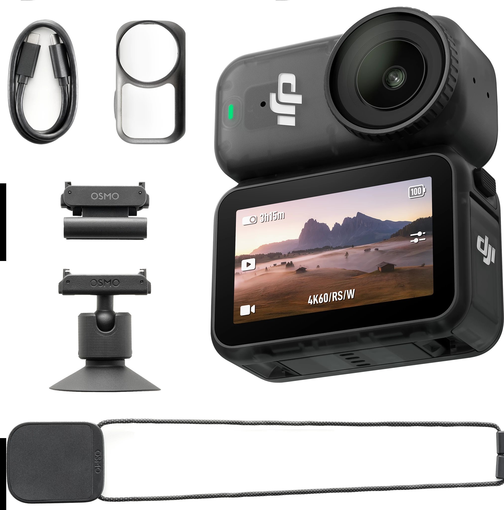 Kамера за акција DJI Osmo Nano Standard Combo, 4K, 64GB, црна