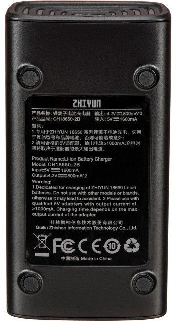 Полнач за батерии Zhiyun 18650, 2 слота, USB Type C, црн