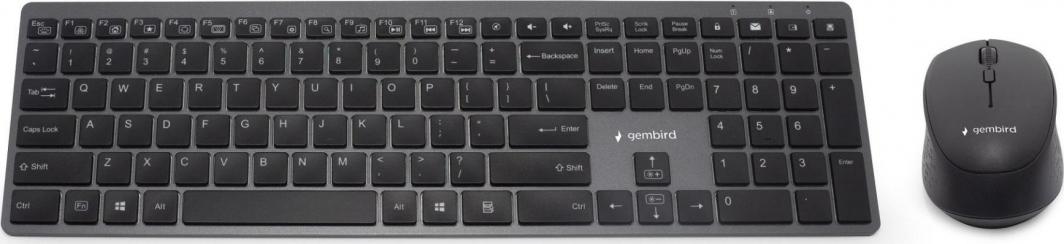 Set tastierë dhe maus Gembird Backlight Pro, wireless, US, i zi