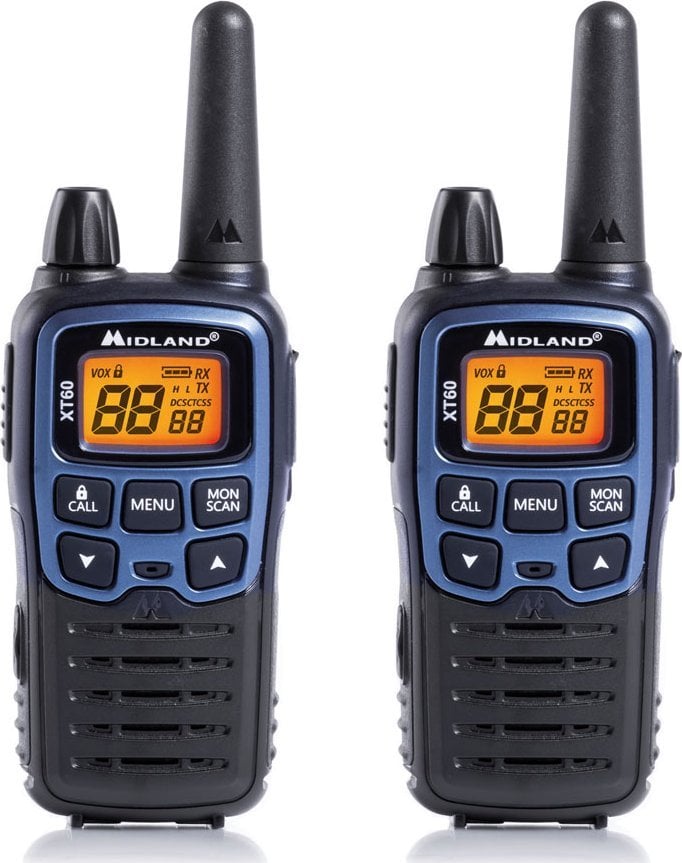 Radiolidhje walkie talkie Midland XT60, set 2 copë, 24 kanale, blu