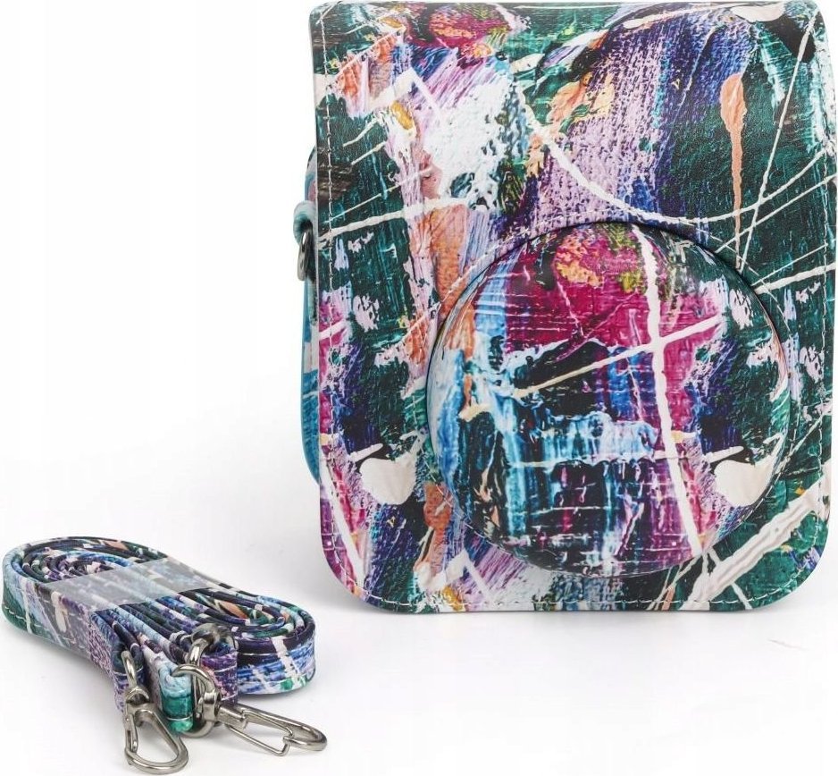 Çantë mbrojtëse LoveInstant Speckled Image për Fujifilm Instax Mini 12, lëkurë eko, me rrip, blu