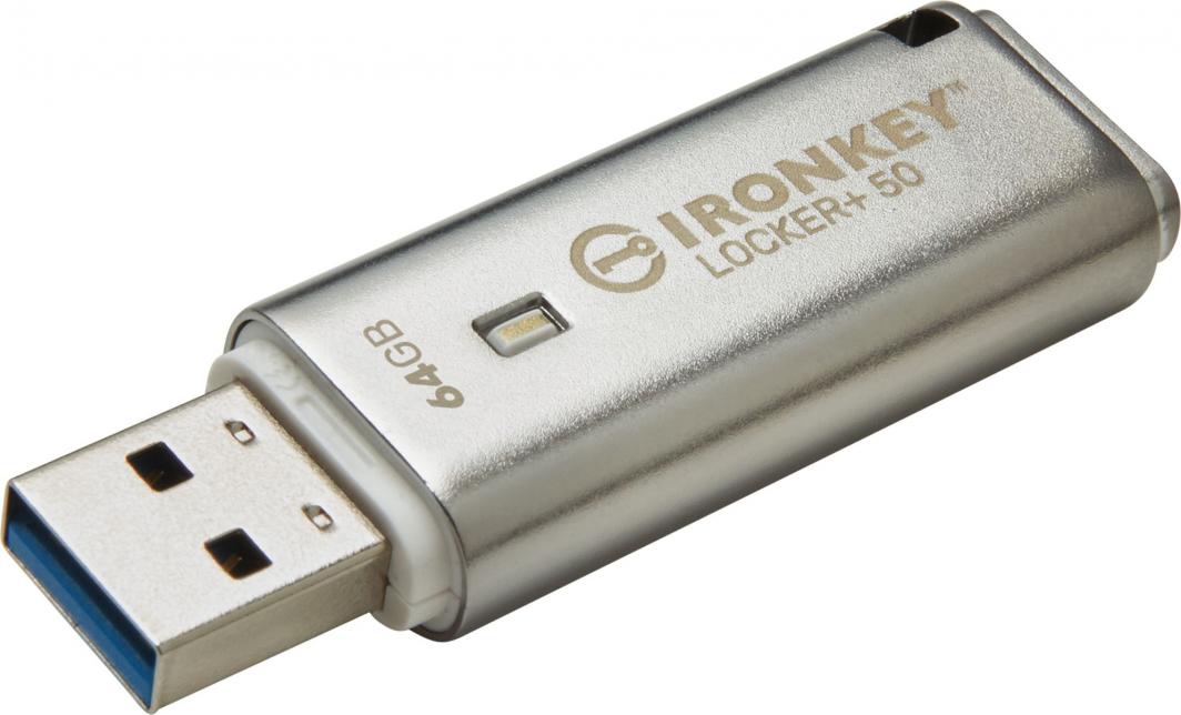 USB Pendrive Kingston IronKey Locker+ 50, 64 GB, i argjendtë