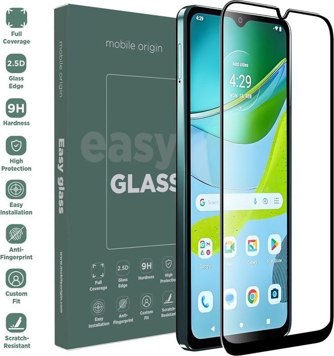 Xham mbrojtës Mobile Origin EasyGlass për Motorola Moto E13, rezistent ndaj gërvishtjeve, montim i lehtë, transparent