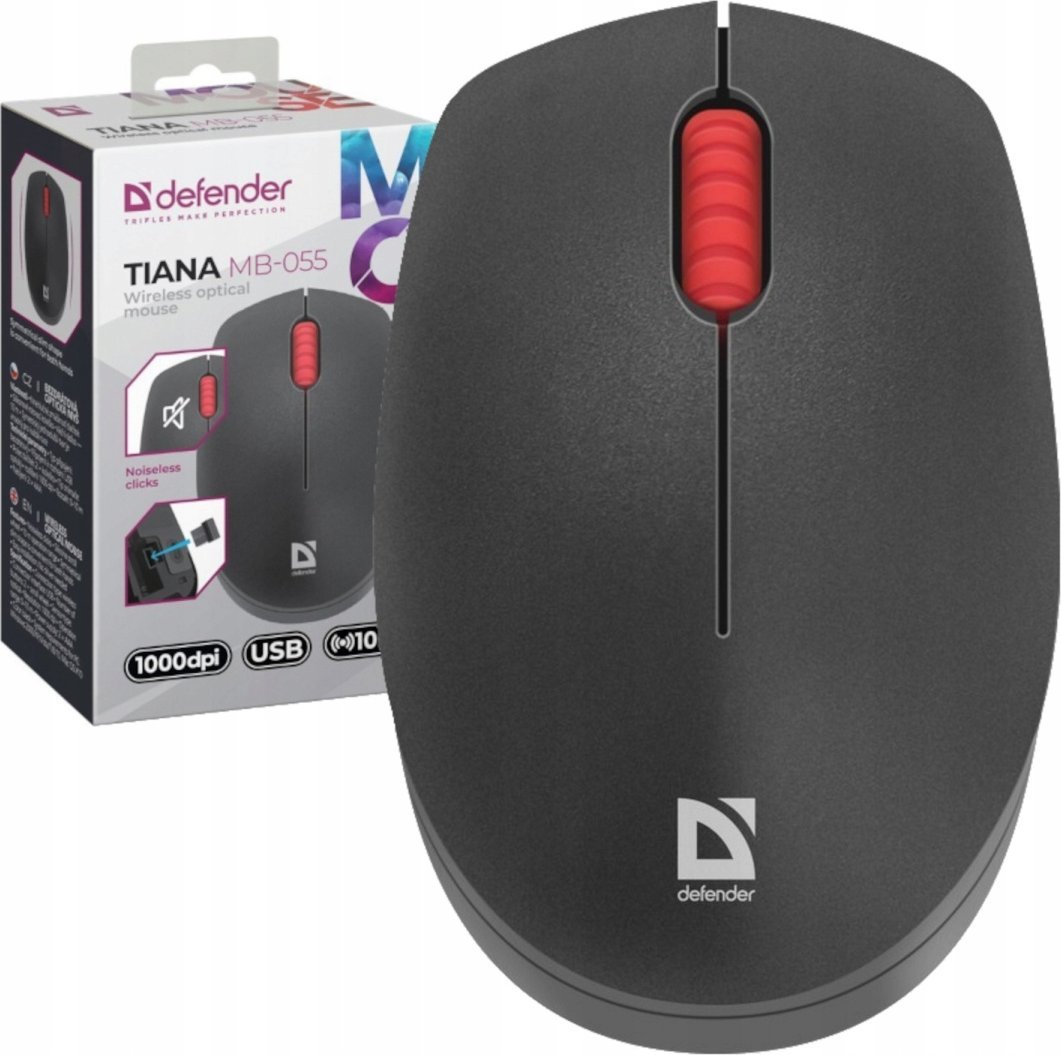 Miush wireless Tiana MB-055, 1000 dpi, klikim i heshtur, i zi